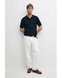 MASSIMO DUTTI - Ribbed Knit Cotton Blend Polo Shirt - Lyst