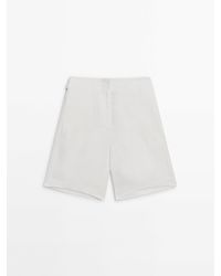 MASSIMO DUTTI - 100% Linen Bermuda Shorts With Buckles - Lyst