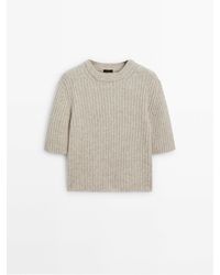 MASSIMO DUTTI - Short Sleeve Ribbed Knit Sweater - Lyst