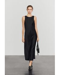 MASSIMO DUTTI - Crinkle Satin Midi Dress - Lyst
