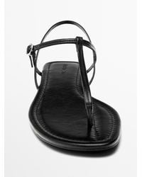MASSIMO DUTTI - Strappy Flat Sandals With Toe Divider - Lyst