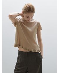 MASSIMO DUTTI - Shirt Aus 100 Leinen Mit Volants Am Saum - Lyst