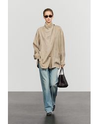 MASSIMO DUTTI - Wrap Shirt With High Neck Detail - Lyst