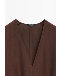 MASSIMO DUTTI - Vestido Midi Fluido Cinturón Con Lino - Lyst