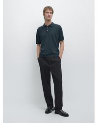 MASSIMO DUTTI - Cotton Knit Polo Sweater - Lyst