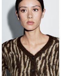 MASSIMO DUTTI - Alpaca Wool Blend Animal Print Cardigan - Lyst