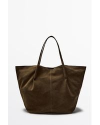 MASSIMO DUTTI - Split Suede Leather Tote Bag - Lyst