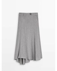 MASSIMO DUTTI - Long Flounce Skirt With Belt - Lyst