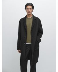 MASSIMO DUTTI - Abrigo Largo Solapa Mezcla Lana - Lyst