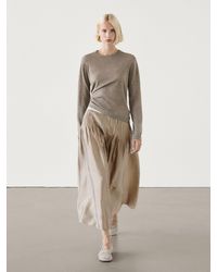 MASSIMO DUTTI - Satin Midi Skirt With Pleated Detail - Lyst