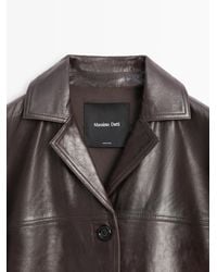 MASSIMO DUTTI - 100% Nappa Leather Blazer With Buttons - Lyst