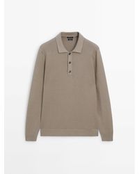MASSIMO DUTTI - Textured Knit Polo Collar Sweater - Lyst