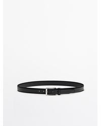 MASSIMO DUTTI - Smart Nappa Leather Belt With Topstitching - Lyst