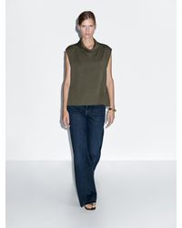 MASSIMO DUTTI - Flowing Blouse With Draped Neck Detail - Lyst