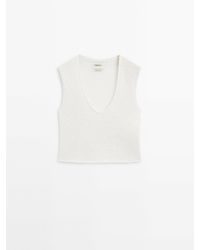 MASSIMO DUTTI - Knit Top With Neckline Detail - Lyst
