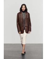 MASSIMO DUTTI - Blazer En Cuir Nappa Avec Poches - Lyst