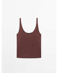 MASSIMO DUTTI - 100% Linnen Top Met Bandjes - Lyst