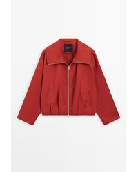 MASSIMO DUTTI - Geplooid Bomberjack Van Katoen - Lyst