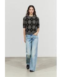 MASSIMO DUTTI - Cashmere Blend Short Sleeve Diamond Knit Sweater - Lyst