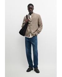 MASSIMO DUTTI - Wool Blend Cable Knit Cardigan - Lyst