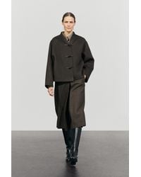 MASSIMO DUTTI - Short Wool-Blend Coat With Button Detail - Lyst