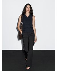 MASSIMO DUTTI - Top Canalé Detalle Cuello - Lyst