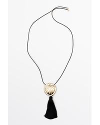 MASSIMO DUTTI - Leather Cord Shell Necklace With Tassel - Lyst