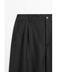 MASSIMO DUTTI - 100% Linen Trousers With Double Darts - Lyst