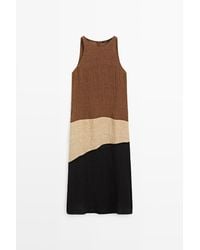 MASSIMO DUTTI - Gecombineerde Midi-Jurk Van Linnenmix - Lyst