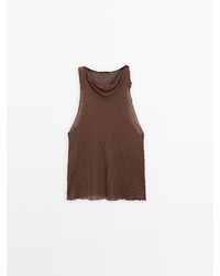 MASSIMO DUTTI - Soepelvallende Top Met Gedrapeerde Kraag - Lyst