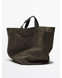 MASSIMO DUTTI - Suede Leather Satcher Bag - Lyst
