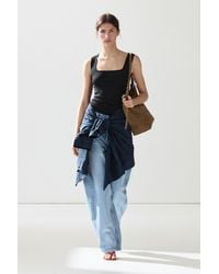 MASSIMO DUTTI - Cotton Blend Square Neck Top - Lyst