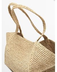 MASSIMO DUTTI - 100% Raffia Mid-Sized Tote Bag - Lyst