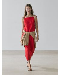 MASSIMO DUTTI Linen Halter Midi Dress in Natural | Lyst