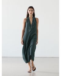 MASSIMO DUTTI Long Flounce Dress With Pintucks | Lyst UK