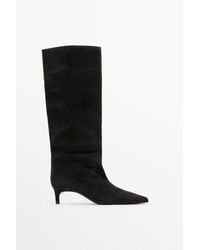 MASSIMO DUTTI - Soft Leather Kitten Heel Boot - Lyst