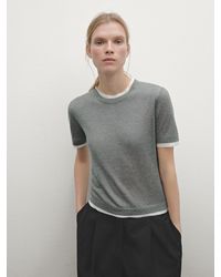 MASSIMO DUTTI - Knit Sweater With Short Sleeves And Distressed Detail - Lyst