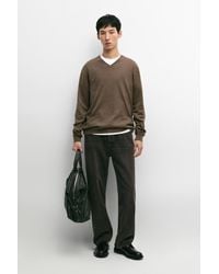 MASSIMO DUTTI - Cotton Blend V-Neck Knit Sweater - Lyst