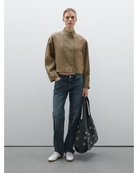 MASSIMO DUTTI 100% Linen Bomber Jacket in Grey | Lyst UK