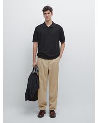 MASSIMO DUTTI - Linen And Cotton Blend Knit Polo Shirt With Short Sleeves - Lyst