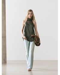 MASSIMO DUTTI - Satin Halter Top With Tie Detail - Lyst