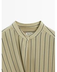 MASSIMO DUTTI - Flowing Asymmetric Stripe 100% Silk Dress - Lyst
