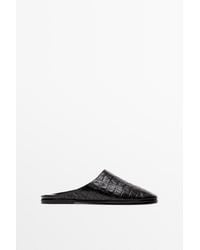 MASSIMO DUTTI - Leren Instappers Met Krokodillenmotief - Lyst