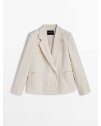 MASSIMO DUTTI - Double-Breasted Short Suit Blazer - Lyst