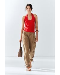 MASSIMO DUTTI - Suede Leather Pants With Tie-Detail Hems - Lyst