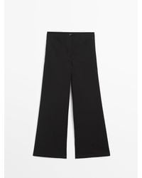 MASSIMO DUTTI - Wide-Leg Low-Rise Straight-Fit Trousers - Lyst