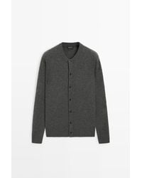 MASSIMO DUTTI - 100% Wool Knit Cardigan With Buttons - Lyst