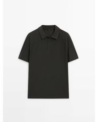 MASSIMO DUTTI - Short Sleeve Diagonal Cotton Micro-Twill Polo Shirt - Lyst
