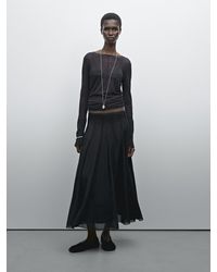 MASSIMO DUTTI - Falda Larga Vuelo Godets - Lyst