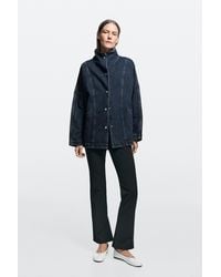 MASSIMO DUTTI - 100% Cotton High Neck Denim Jacket - Lyst